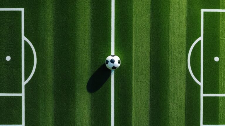 Góc nhìn flycam từ trên cao xuống quả bóng đá đặt giữa sân cỏ, minh họa bảng B ASEAN Cup 2026